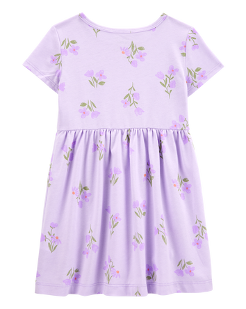 Toddler Girl Floral Short-Sleeve Dress - Purple, 