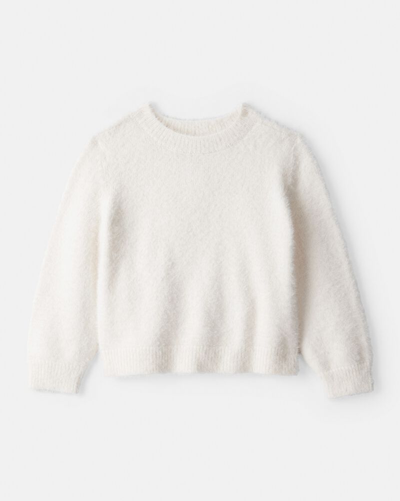 Toddler Girl Brushed Sweater - White, image 1 of 3 slides