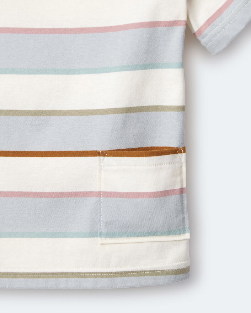 Toddler Boy Striped Short-Sleeve Otter Pocket Tee - Cream/Light Blue, image 7 of 7 slides