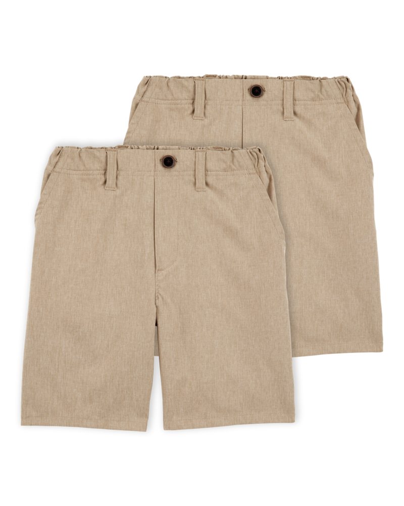 Kid 2-Pack Active Pull-On Uniform Shorts - Khaki, image 1 of 4 slides
