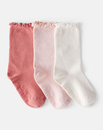 Toddler Girl 3-Pack Crew Socks - Pink/White, 