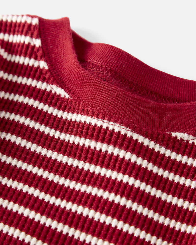 Baby Organic Cotton Striped Waffle Knit Pajamas, image 2 of 4 slides