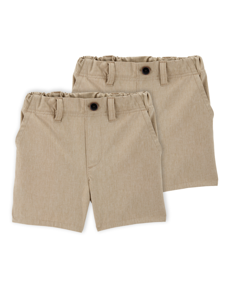 Toddler 2-Pack Active Pull-On Uniform Shorts - Khaki, image 1 of 8 slides