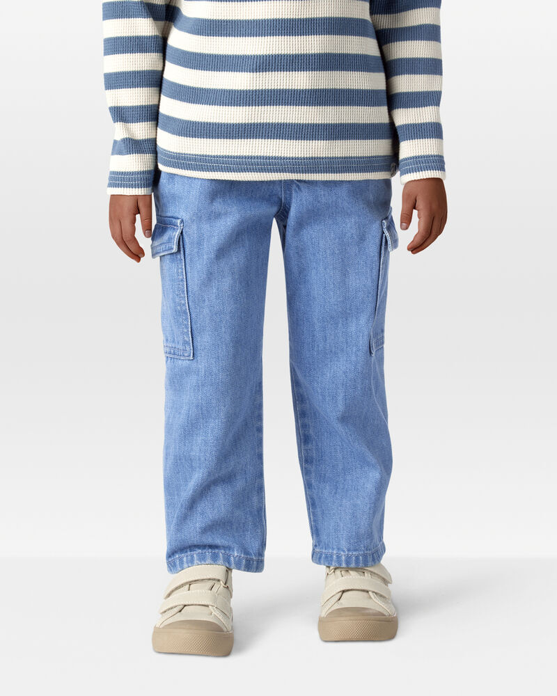 Toddler Organic Cotton Denim Cargo Pants, image 3 of 8 slides