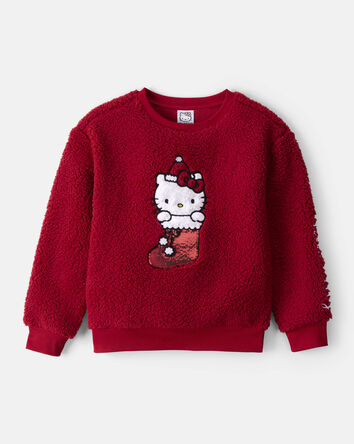 Girls Hello Kitty&reg; Sherpa Pullover Sweatshirt - Red, 