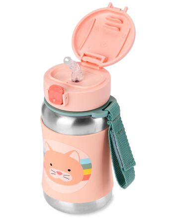 ZOO Stainless Steel Kid Straw Bottle - Cat, 