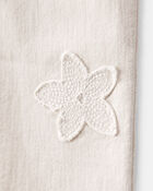 Baby Embroidered Stretch Denim Wide Leg Jeans - Cream, image 3 of 5 slides