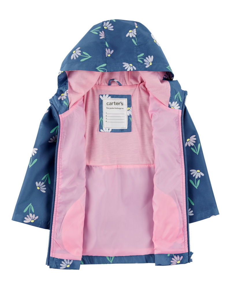 Baby Girl Color Changing Rain Jacket - Navy, image 6 of 6 slides