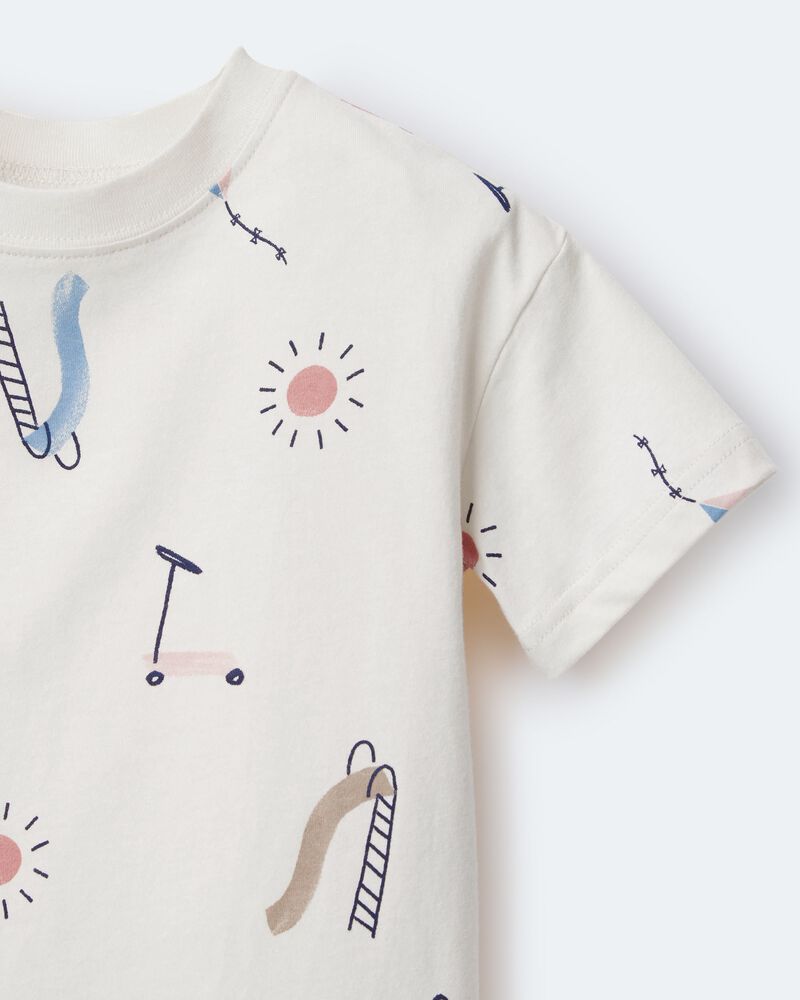 Toddler Short-Sleeve Relaxed Graphic Tee in Park Day Print - Cream, image 6 of 6 slides
