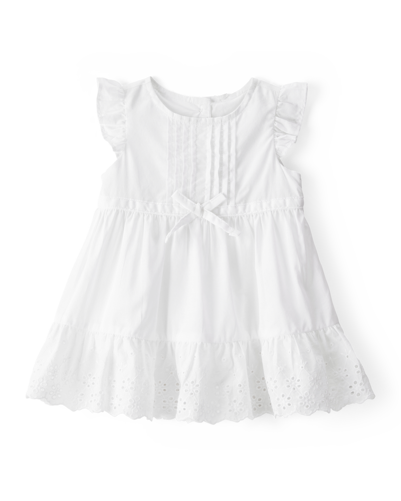 Baby Textured Eyelet Dress- White, image 1 of 5 slides