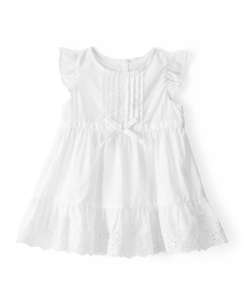 Baby Textured Eyelet Dress- White, 