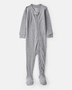 Baby Boy PurelySoft Long-Sleeve 2-Way Zip 1-Piece Pajamas - Grey, image 1 of 6 slides