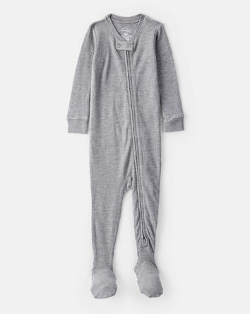 Baby Boy PurelySoft Long-Sleeve 2-Way Zip 1-Piece Pajamas - Grey, 