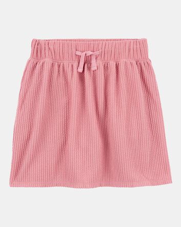 Kid Ribbed Textured Drawstring Skort - Pink, 