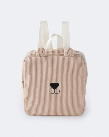 Bear Corduroy Square Backpack - Tan, 