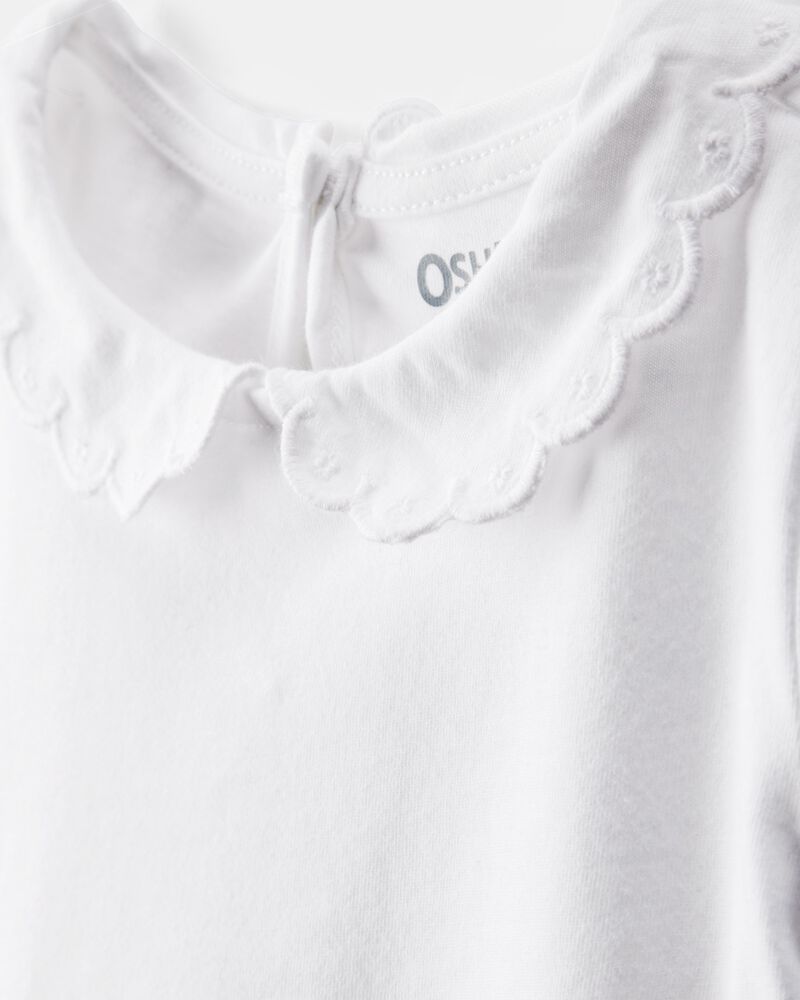 Toddler Scalloped Collar Short-Sleeve Top - White, image 2 of 4 slides