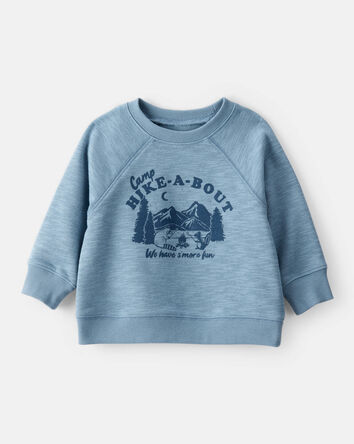 Baby Boy Camping French Terry Pullover Sweatshirt - Blue, 