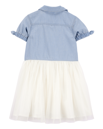 Toddler Two-Toned Short-Sleeve Denim Dress, 