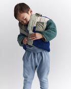 Toddler Boy Colorblock Sherpa Jacket - Blue/Cream, image 3 of 7 slides