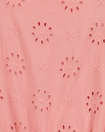 Girls Eyelet Tie-Front Jumpsuit - Pink, 
