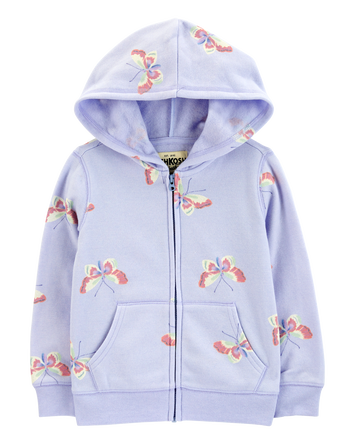 Baby Butterfly Print Fleece Jacket, 