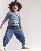 Toddler 'Tiny Shadow' Long-Sleeve Pocket Graphic Tee - Blue, image 3 of 7 slides