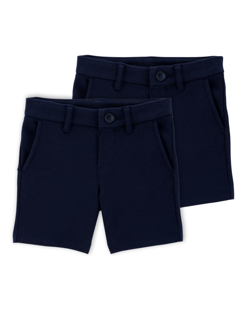 Toddler 2-Pack Ponte Knit Uniform Shorts - Navy, image 1 of 6 slides