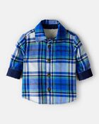 Baby Boy Plaid Sherpa Lined Fashion Jacket - Blue, image 2 of 6 slides
