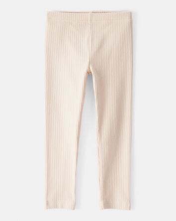 Toddler Girl Cotton Rib Pull-On Stretch Leggings - Cream, 