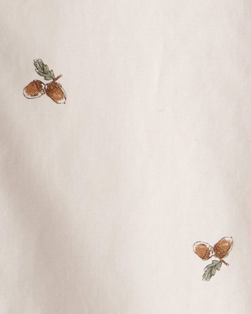 Toddler Boy Poplin Acorn Print Button-Front Shirt - Khaki, image 3 of 4 slides