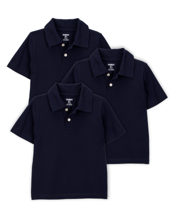 Toddler 3-Pack Pique Uniform Polo Shirts - Navy, 