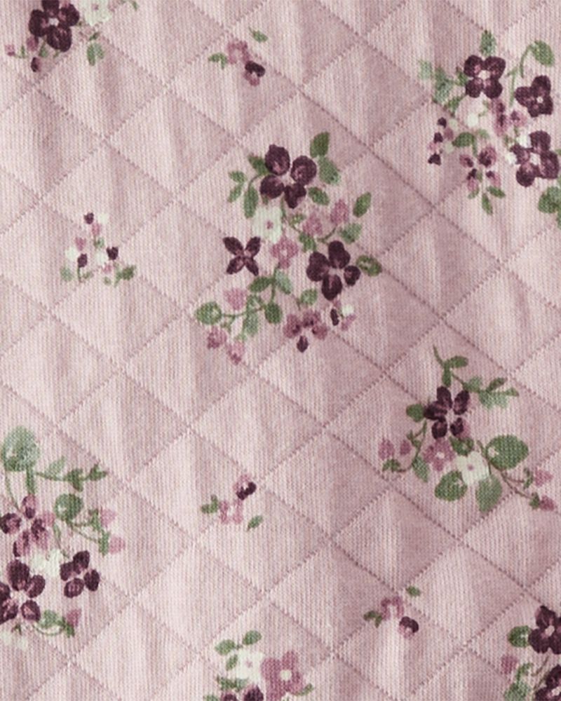 Baby Girl Quilted Double Knit Floral Pram Made with Organic Cotton, image 3 of 4 slides