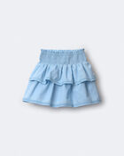 Toddler Girl Smocked Tiered Skirt - Blue, image 2 of 6 slides