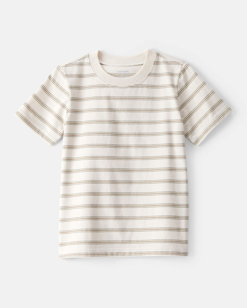 Toddler Boy Striped Short-Sleeve Pocket Tee - Tan, image 1 of 3 slides