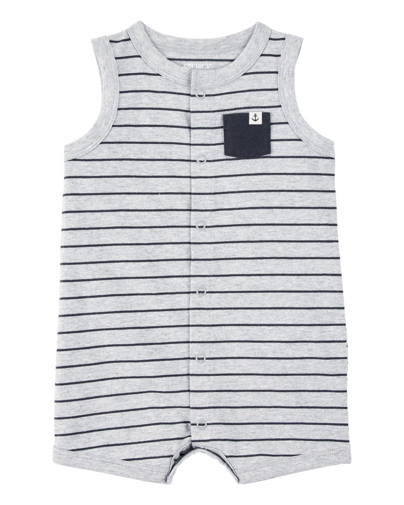 Baby Striped Snap-Up Romper, image 1 of 3 slides