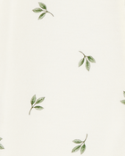 Baby Leaf Print 2-Way Zip PurelySoft Sleep & Play Pajamas - Ivory, image 4 of 6 slides