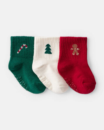 Baby 3-Pack Christmas Ankle Socks, 