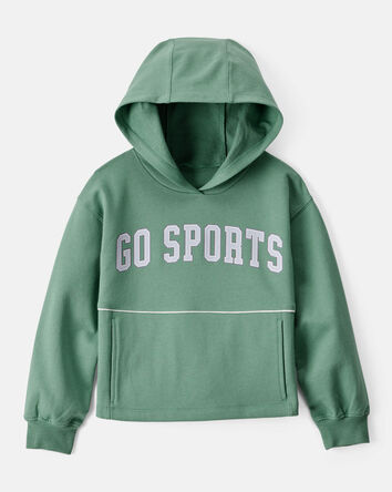 Girls Go Sports Cotton Long-Sleeve Hoodie - Green, 