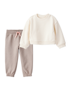 Baby Girl 2-Piece DayDream Fleece Pullover Sweatshirt & Joggers Set - White/Brown, image 1 of 6 slides