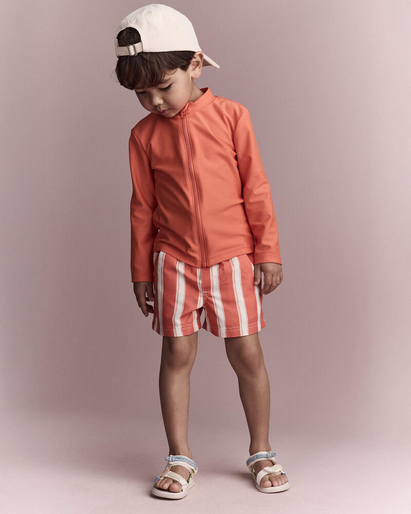 Toddler Full-Zip Long-Sleeve Rashguard - Orange, image 3 of 6 slides