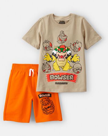 Boys 2-Piece Bowser Outfit Set - Brown/Orange, 