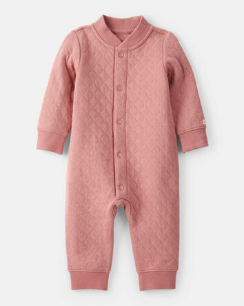 Baby Girl Quilted Long-Sleeve Jumpsuit - Pink, 