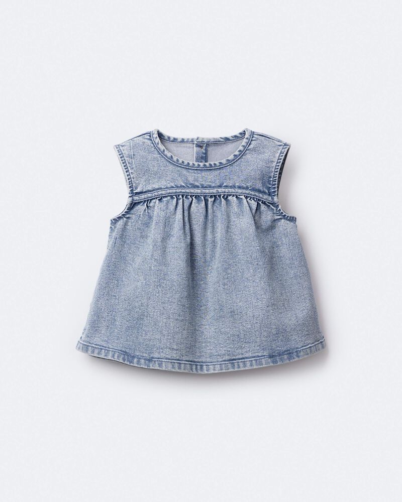 Toddler Girl Sleeveless Denim Top in Avenue Wash - Blue, image 2 of 6 slides