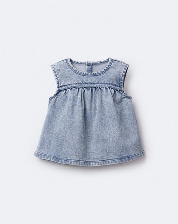 Toddler Girl Sleeveless Denim Top in Avenue Wash - Blue, 
