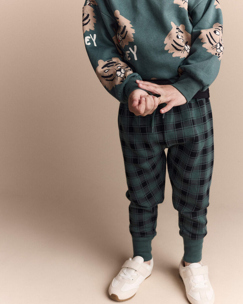 Toddler 'Hey' Tiger Dolman-Sleeve Sweatshirt - Green, image 5 of 7 slides