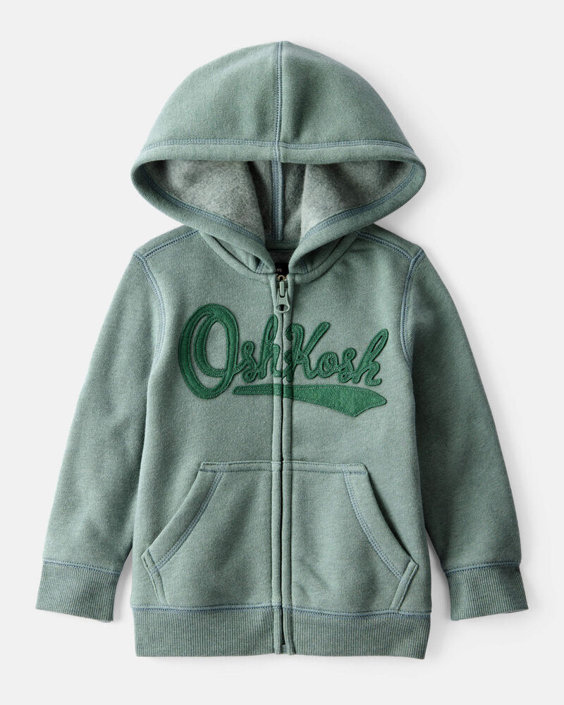 Baby Boy DayDream Fleece Hooded Zip-Up Jacket - Green, image 1 of 4 slides