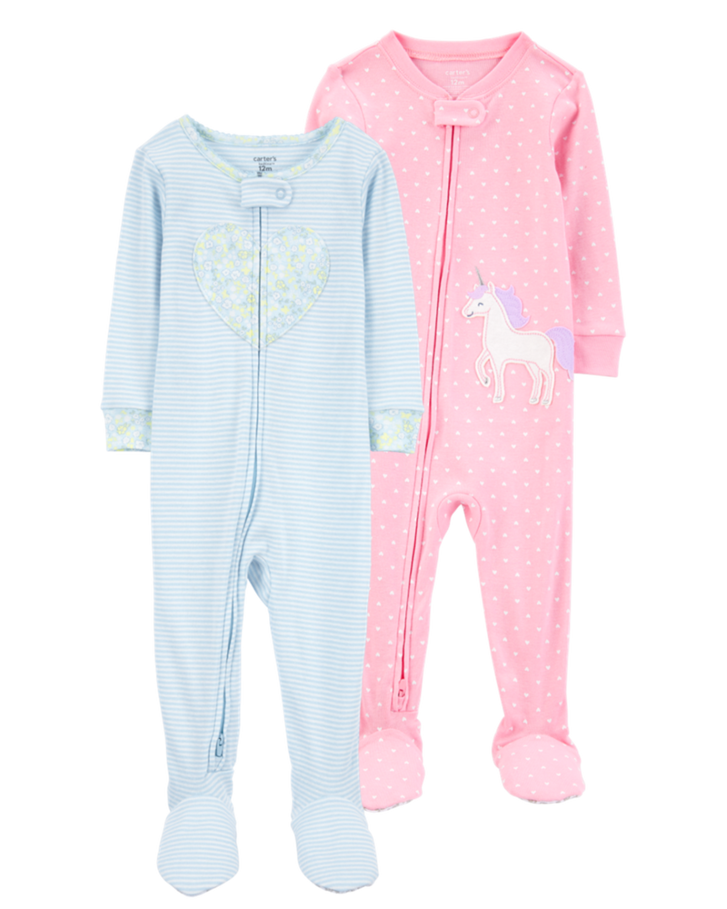 Baby 2-Pack Cotton Footie Pajamas, image 1 of 6 slides