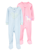 Baby 2-Pack Cotton Footie Pajamas, image 1 of 6 slides
