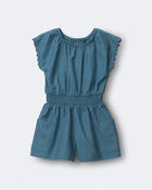 Toddler Girl Ric-Rac Swing Romper with Pockets - Blue, image 2 of 5 slides