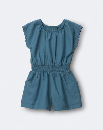 Toddler Girl Ric-Rac Swing Romper with Pockets - Blue, 